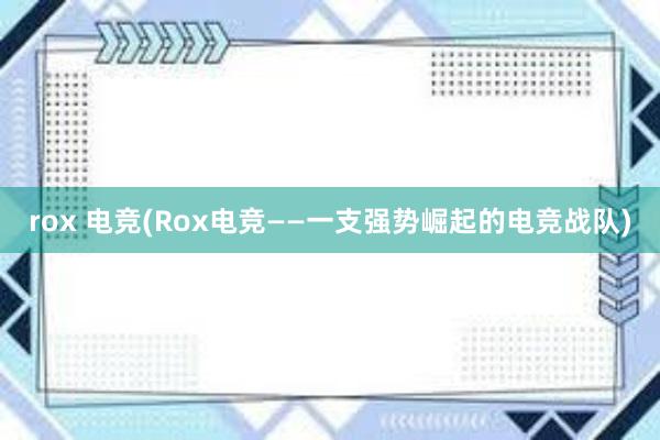 rox 电竞(Rox电竞——一支强势崛起的电竞战队)