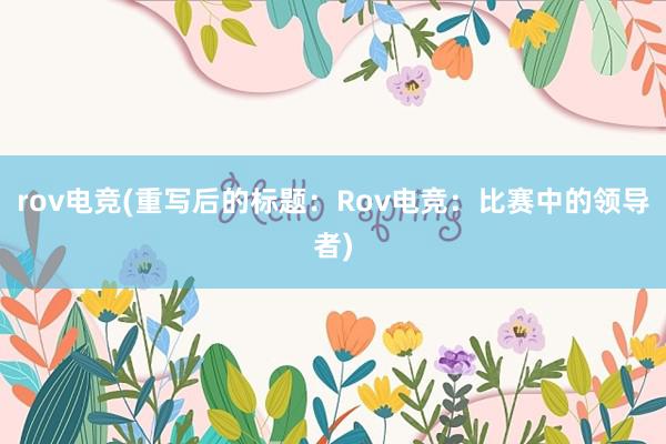 rov电竞(重写后的标题：Rov电竞：比赛中的领导者)