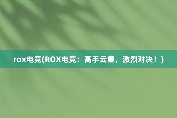 rox电竞(ROX电竞：高手云集，激烈对决！)