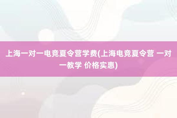 上海一对一电竞夏令营学费(上海电竞夏令营 一对一教学 价格实惠)