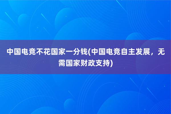 中国电竞不花国家一分钱(中国电竞自主发展，无需国家财政支持)