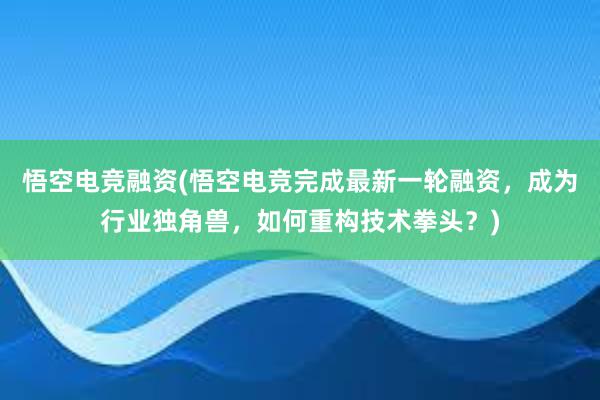 悟空电竞融资(悟空电竞完成最新一轮融资，成为行业独角兽，如何重构技术拳头？)