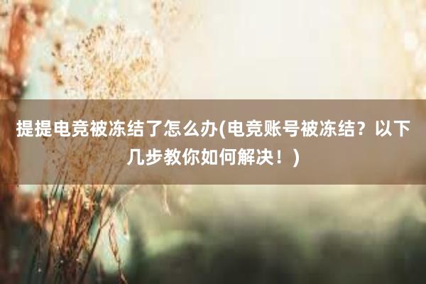 提提电竞被冻结了怎么办(电竞账号被冻结？以下几步教你如何解决！)