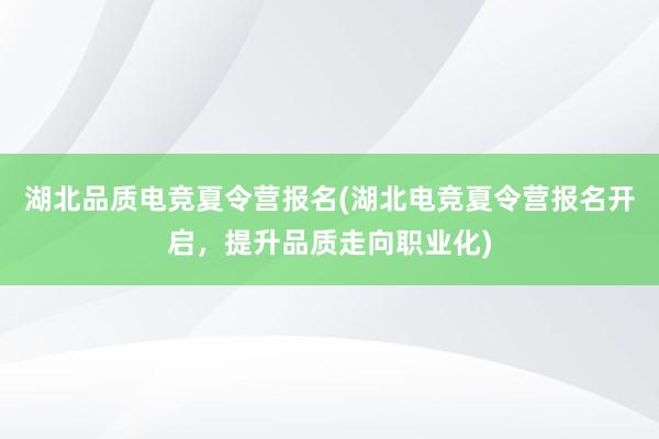 湖北品质电竞夏令营报名(湖北电竞夏令营报名开启，提升品质走向职业化)