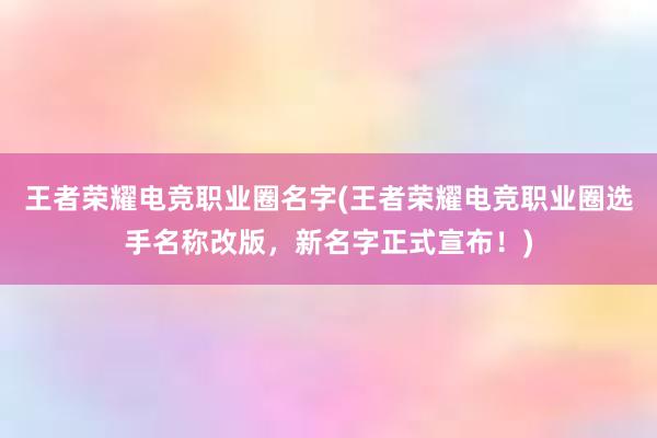 王者荣耀电竞职业圈名字(王者荣耀电竞职业圈选手名称改版，新名字正式宣布！)