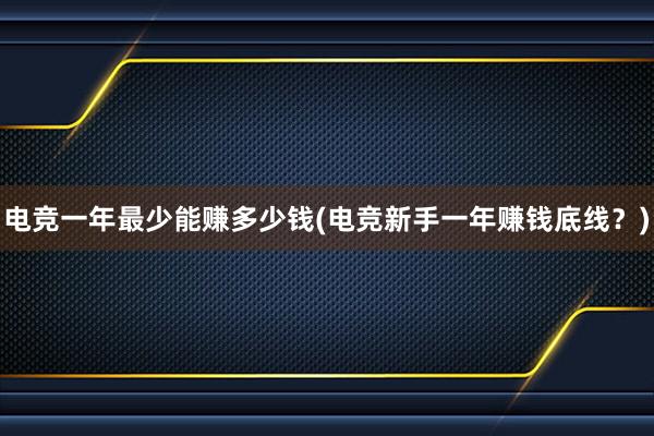 电竞一年最少能赚多少钱(电竞新手一年赚钱底线？)