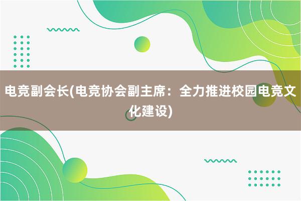 电竞副会长(电竞协会副主席：全力推进校园电竞文化建设)