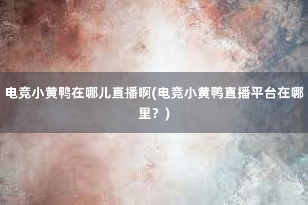 电竞小黄鸭在哪儿直播啊(电竞小黄鸭直播平台在哪里？)