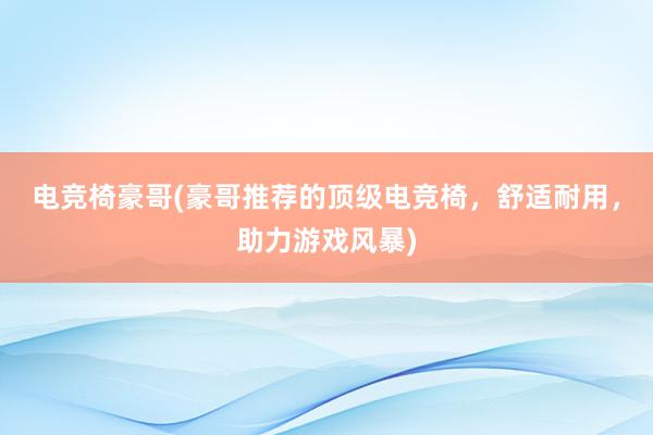 电竞椅豪哥(豪哥推荐的顶级电竞椅，舒适耐用，助力游戏风暴)