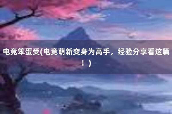 电竞笨蛋受(电竞萌新变身为高手，经验分享看这篇！)