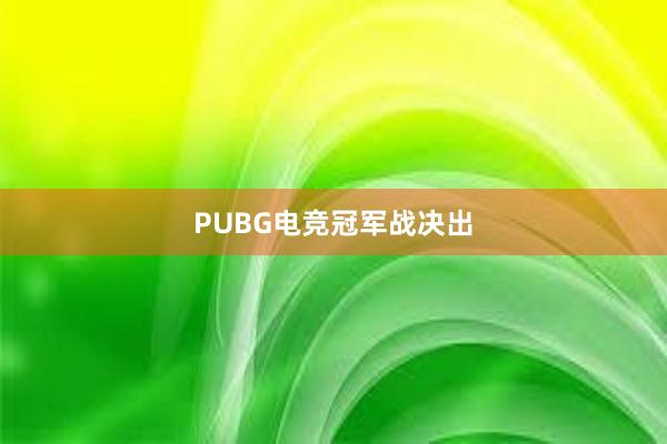 PUBG电竞冠军战决出