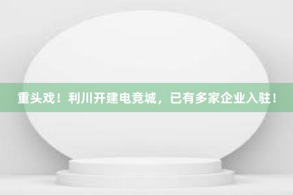 重头戏！利川开建电竞城，已有多家企业入驻！