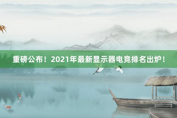 重磅公布！2021年最新显示器电竞排名出炉！