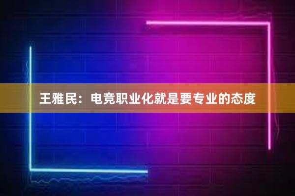 王雅民：电竞职业化就是要专业的态度