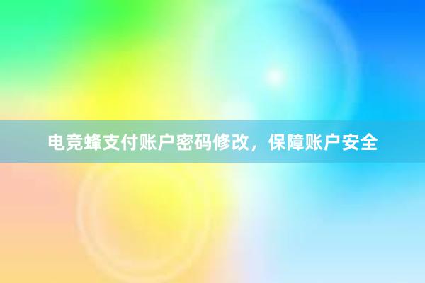 电竞蜂支付账户密码修改，保障账户安全