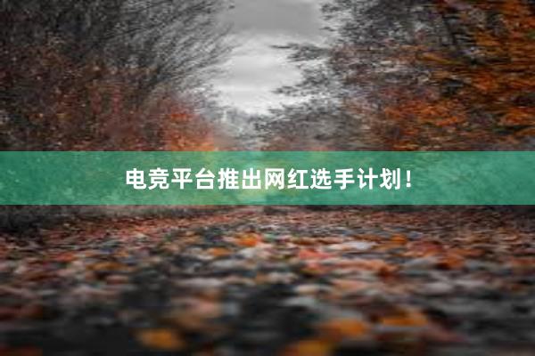 电竞平台推出网红选手计划！